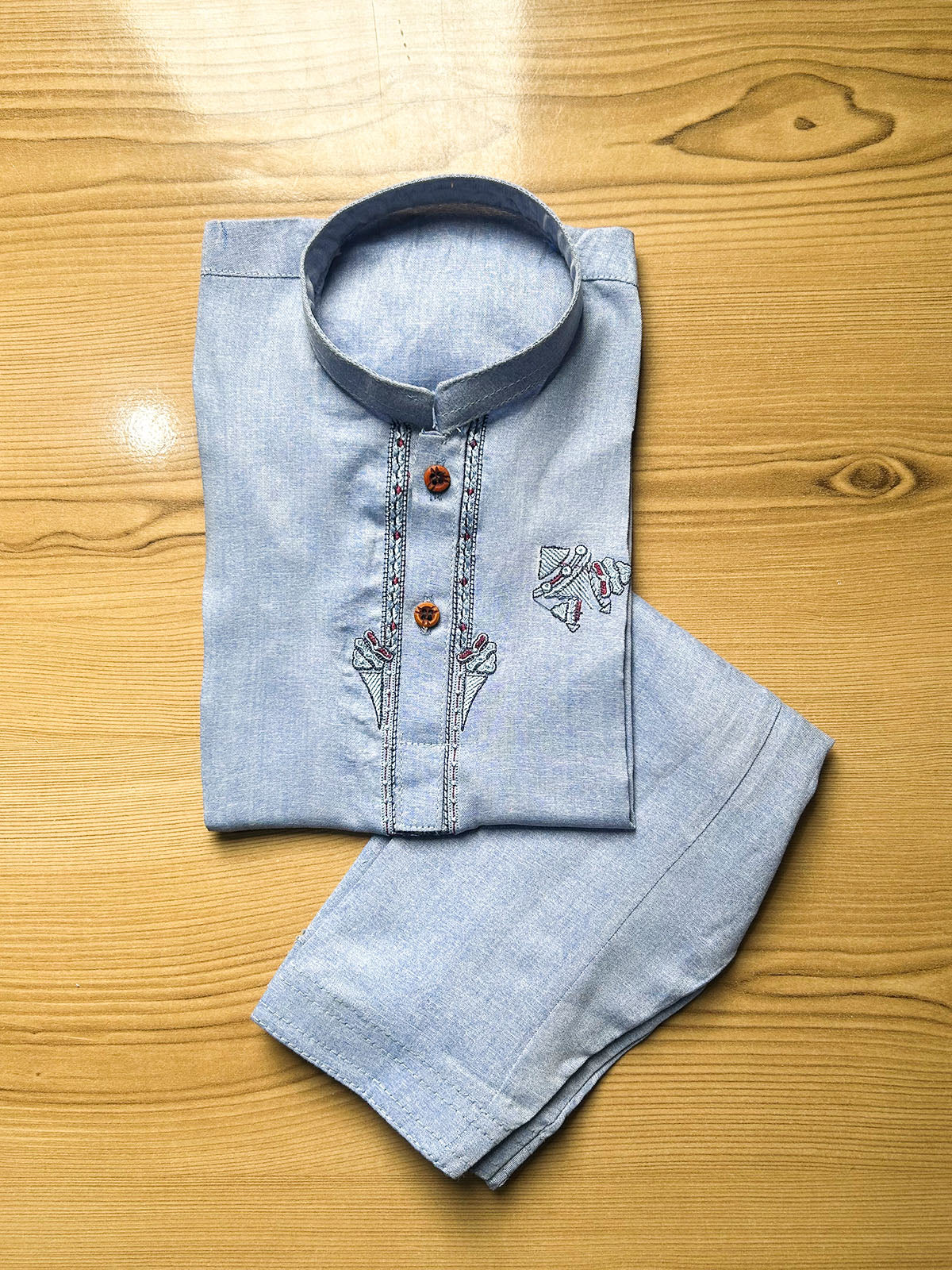 2Yrs - 14Yrs Sky Kameez Shalwar Suit For Boys BKS218