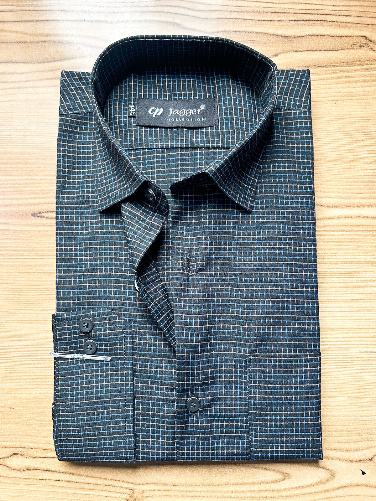 MFS690 Men's Formal Dress Shirt Blue Mini Checks