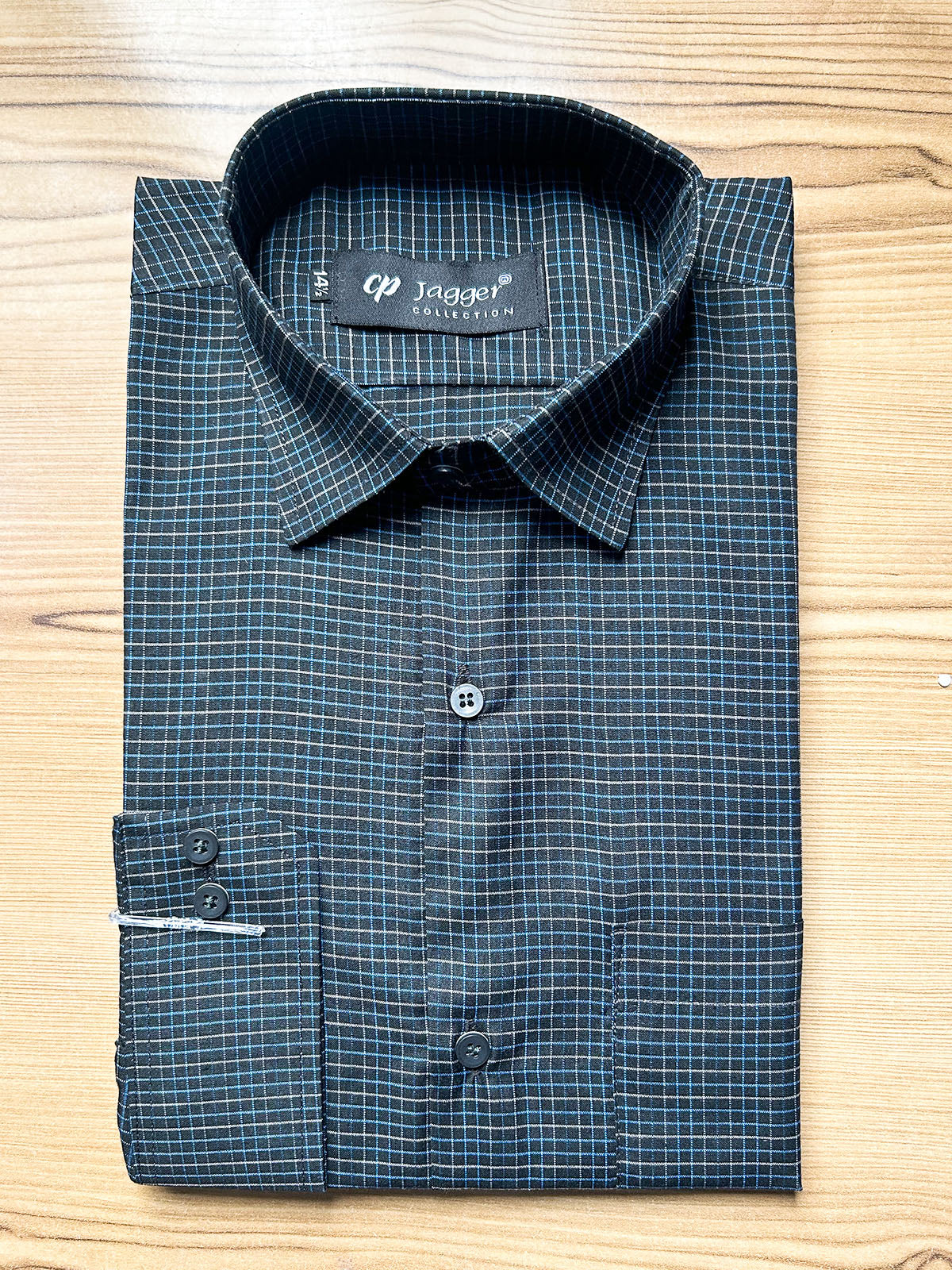 MFS690 Men's Formal Dress Shirt Blue Mini Checks
