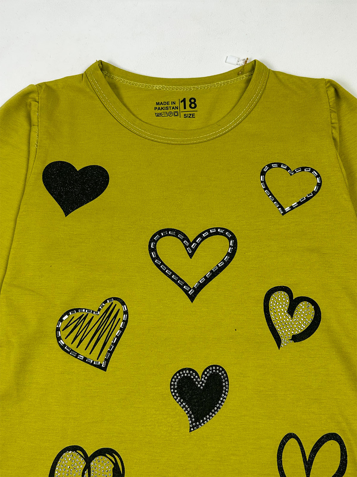 3Yrs - 8Yrs Heart Olive T-Shirt For Girls GTS140