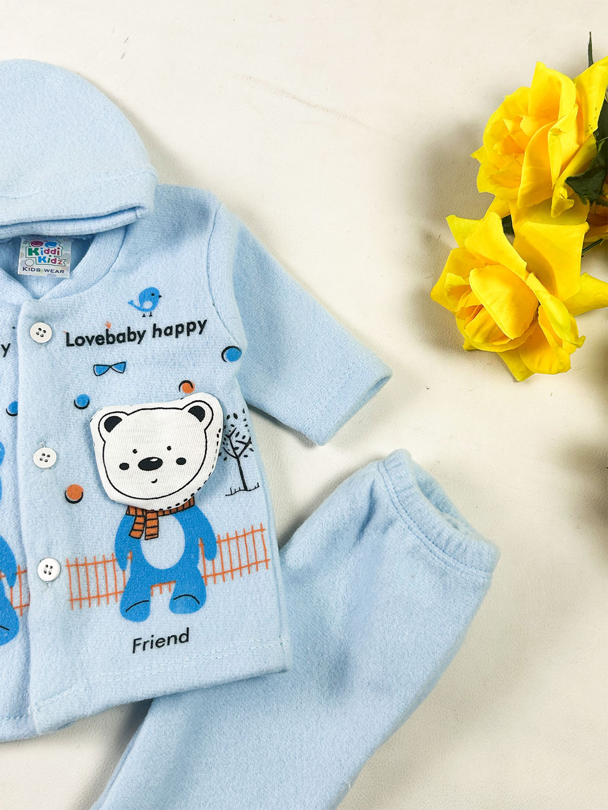 0Mth - 3Mth BF Sky Blue Fleece Baba Suit For Newborn NBS848