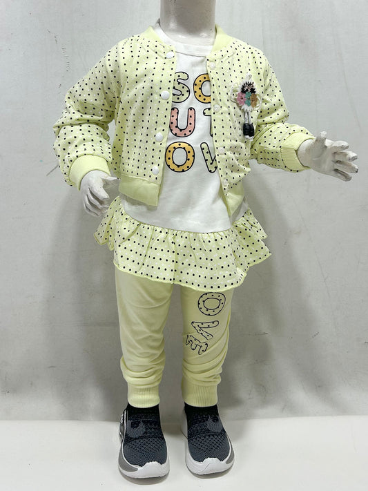 1Yr - 4Yrs Dotted Love Light Neon Suit For Girls GS571