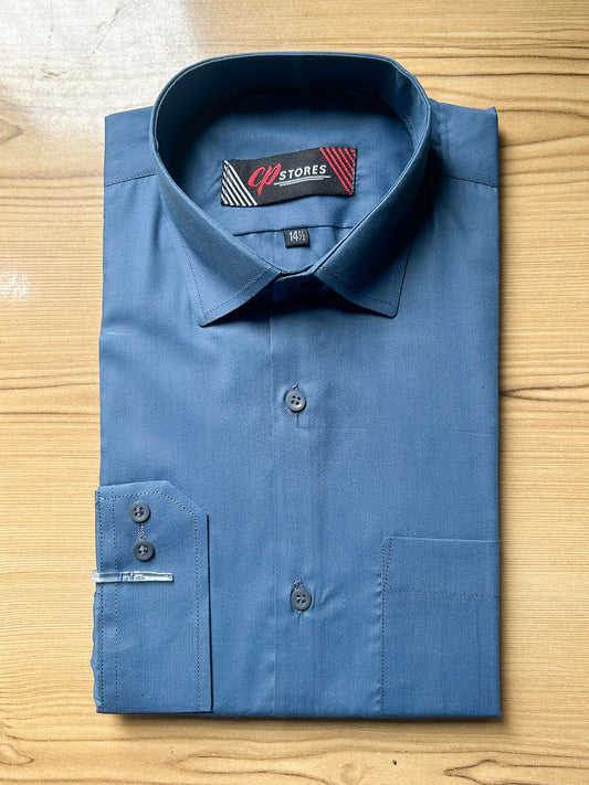 MFS662 CP Plain Dark Blue Formal Dress Shirt For Men