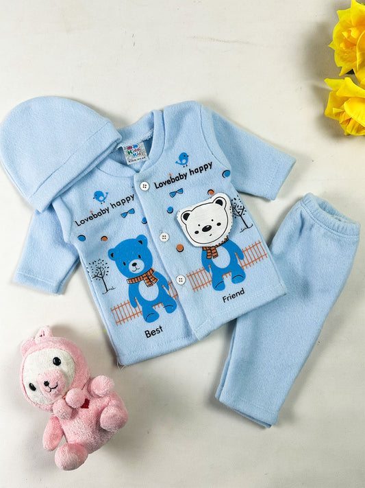 0Mth - 3Mth BF Sky Blue Fleece Baba Suit For Newborn NBS848