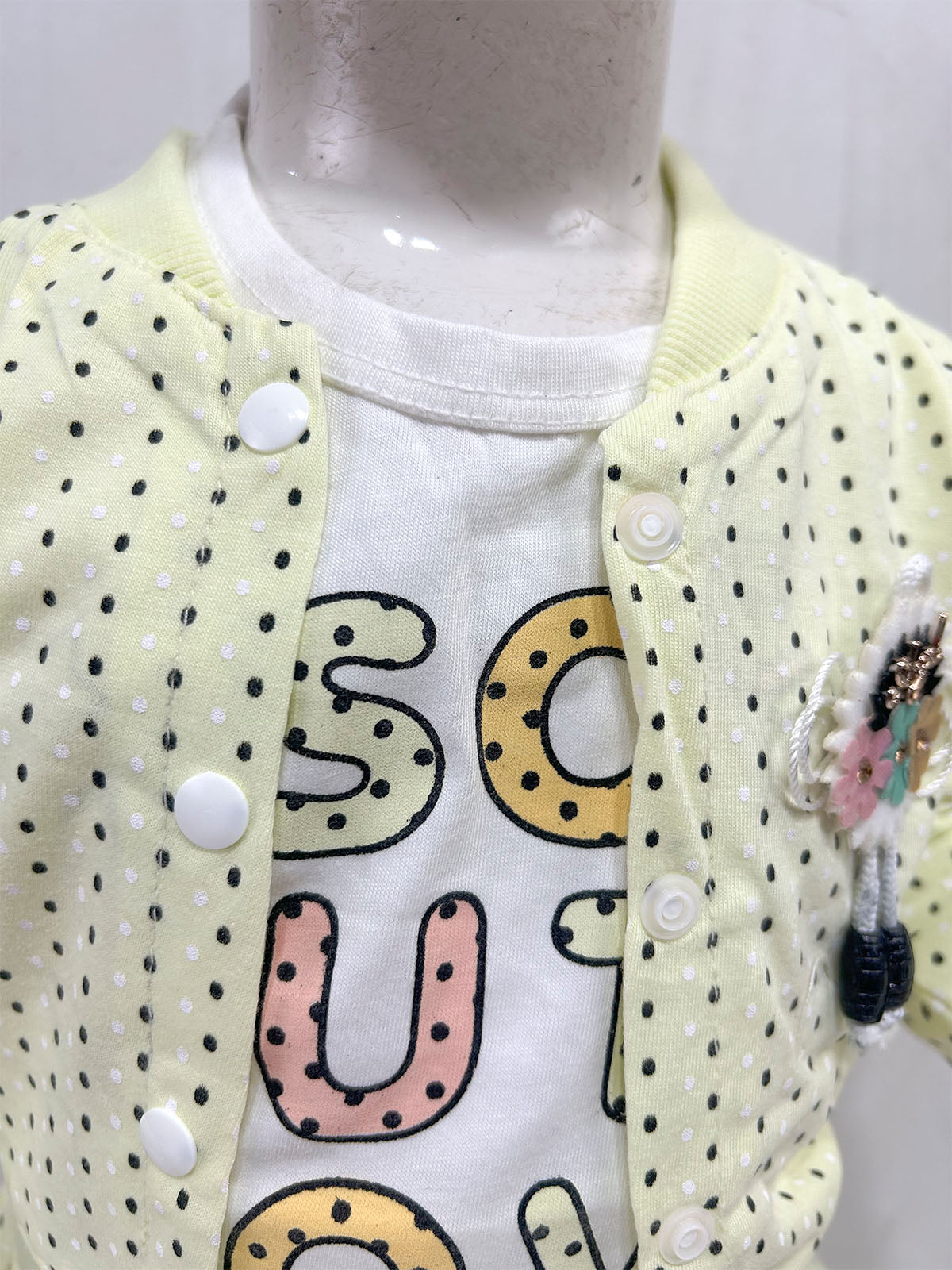 1Yr - 4Yrs Dotted Love Light Neon Suit For Girls GS571