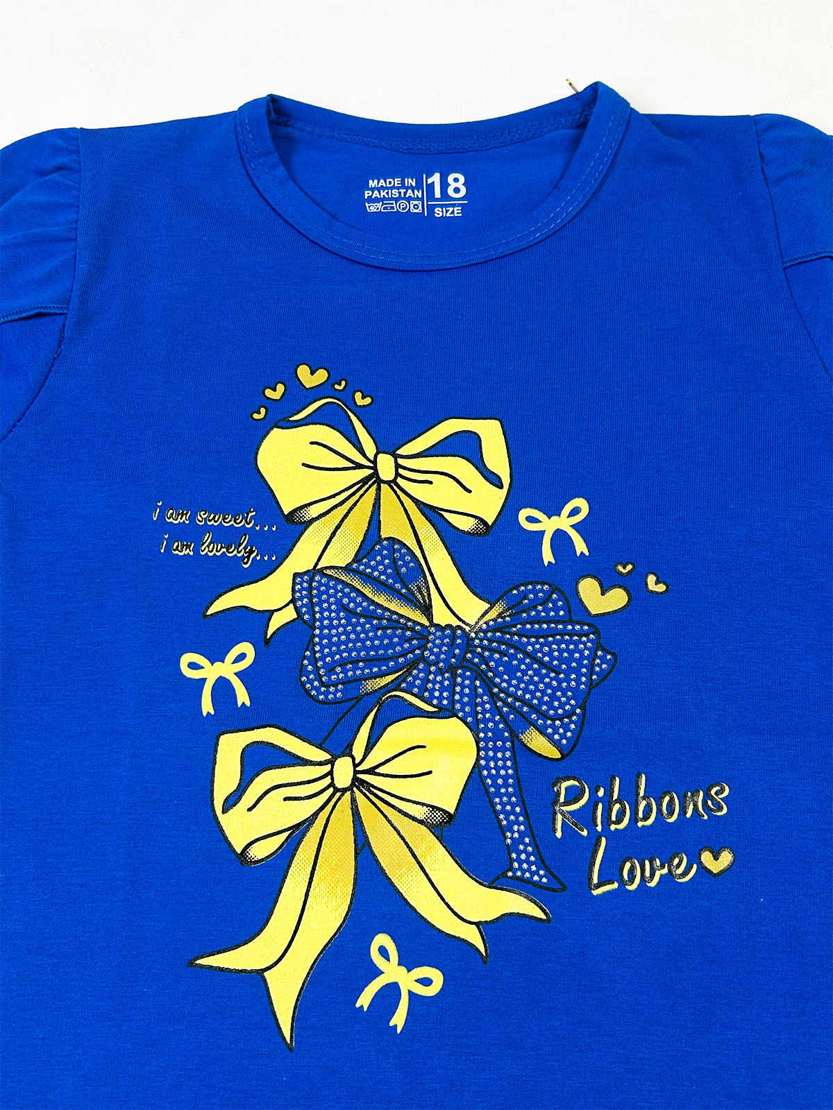 3Yrs - 8Yrs Ribbon Blue T-Shirt For Girls GTS138