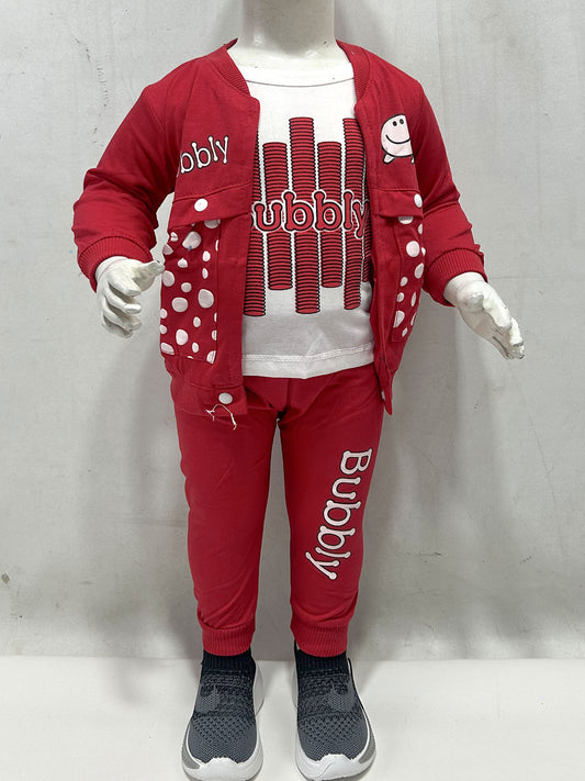 3Mth - 9Mth Bubbly Red Baby Suit For Newborn NBS791