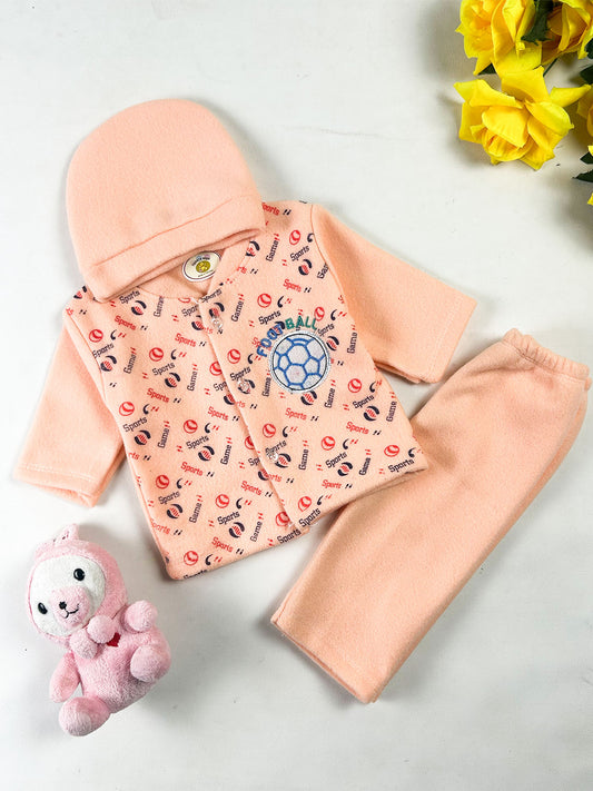0Mth - 3Mth FTB Peach Fleece Baba Suit For Newborn NBS851