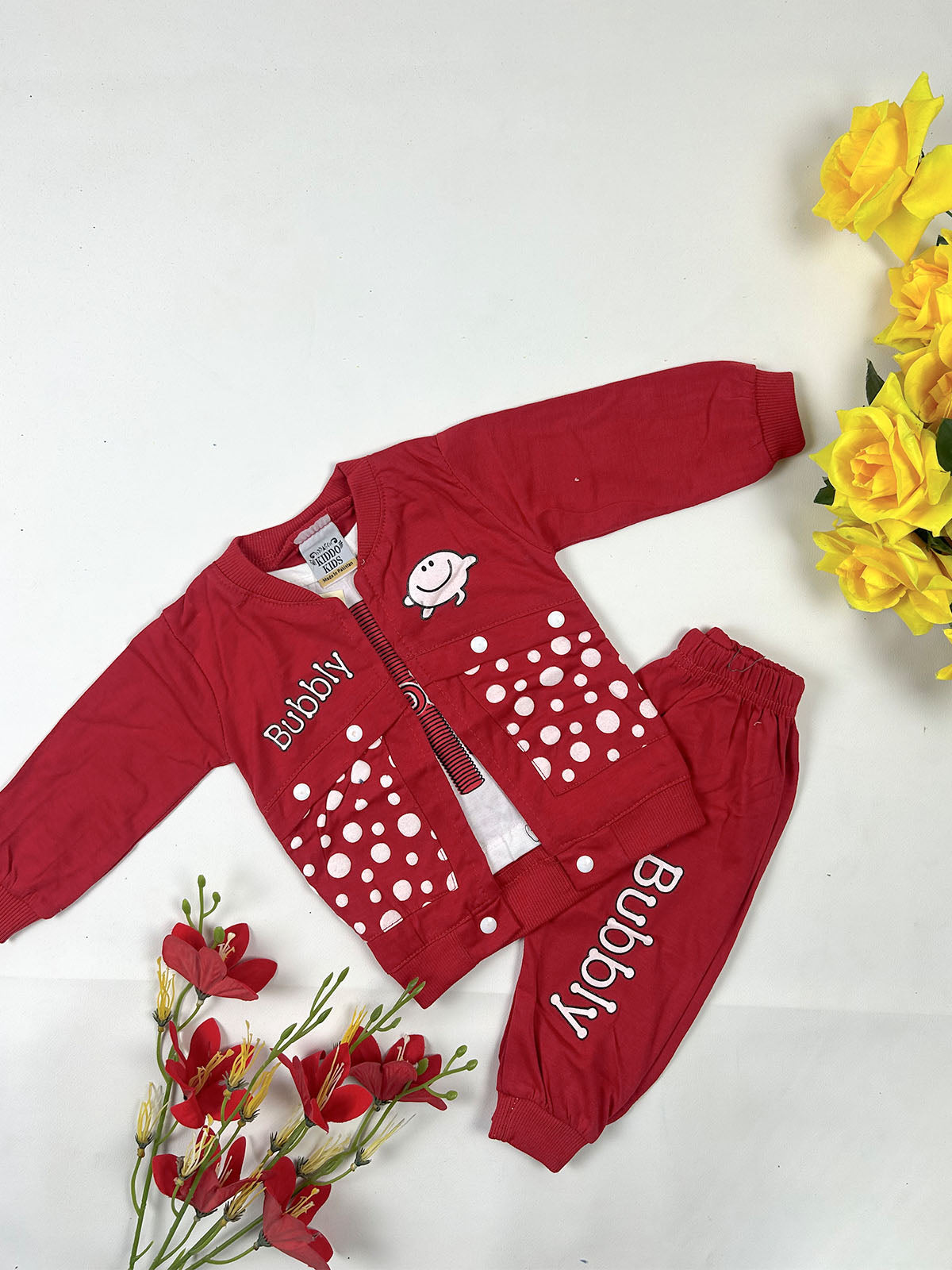 3Mth - 9Mth Bubbly Red Baby Suit For Newborn NBS791