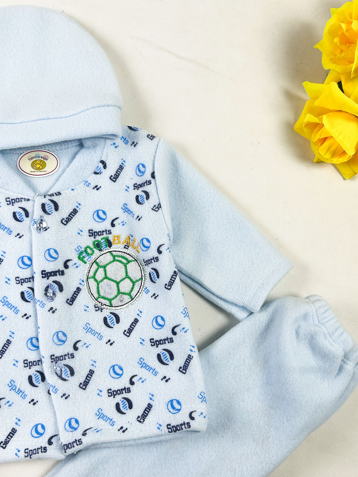 0Mth - 3Mth FTB Sky Blue Fleece Baba Suit For Newborn NBS852