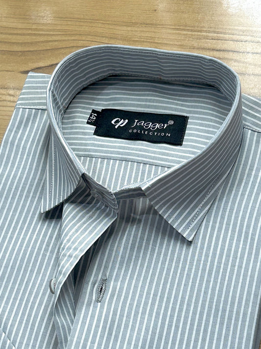 MFS711 Grey Lined Formal Dress Shirt For Men