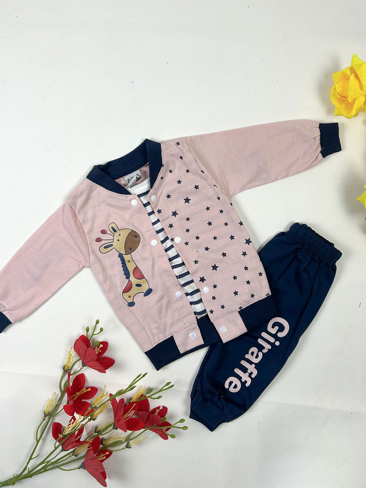 3Mth - 9Mth Giraffe Pink Baby Suit For Newborn NBS793