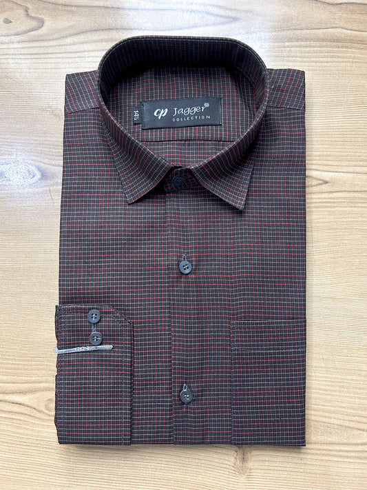 MFS713 Dark Brown Lines Formal Dress Shirt For Men