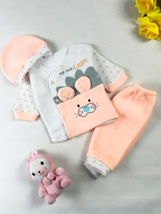 0Mth - 3Mth Lion Peach Fleece Baba Suit For Newborn NBS853
