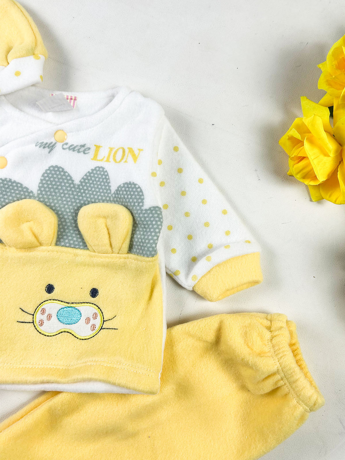 0Mth - 3Mth Lion Yellow Fleece Baba Suit For Newborn NBS854