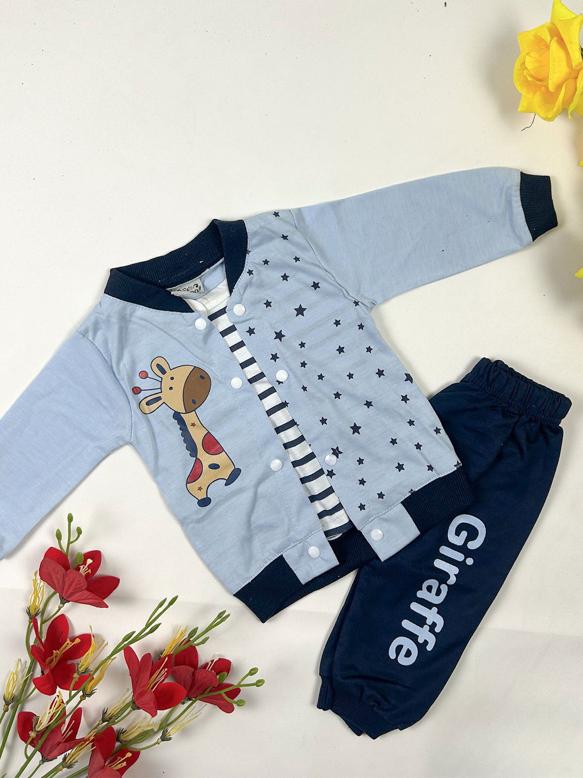 3Mth - 9Mth Giraffe Blue Baby Suit For Newborn NBS795