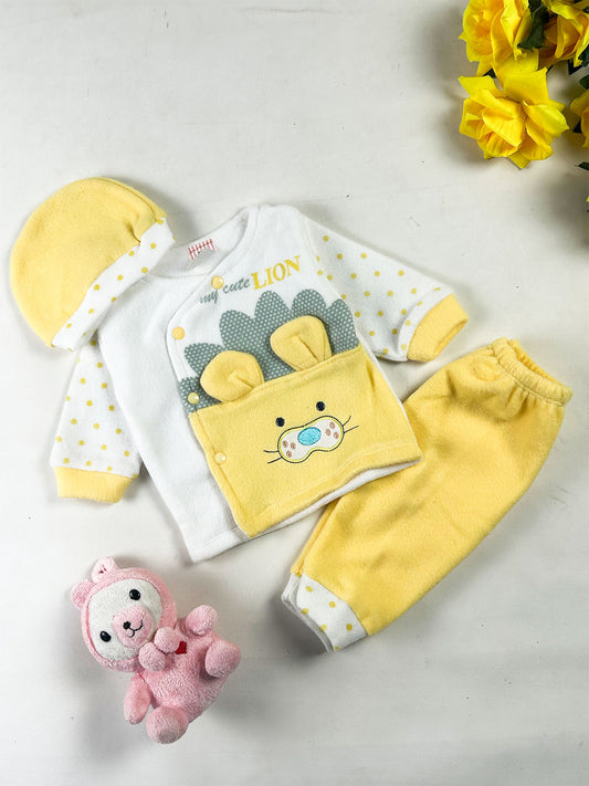 0Mth - 3Mth Lion Yellow Fleece Baba Suit For Newborn NBS854