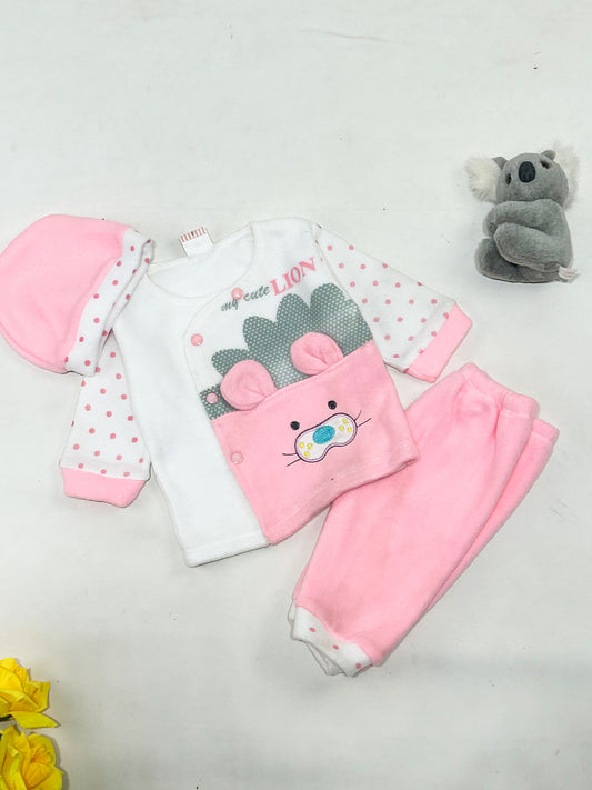 0Mth - 3Mth Lion Pink Fleece Baba Suit For Newborn NBS855