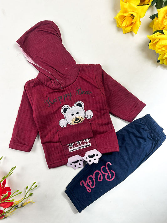 3Mth - 9Mth HB Maroon Baba Suit For Newborn NBS840