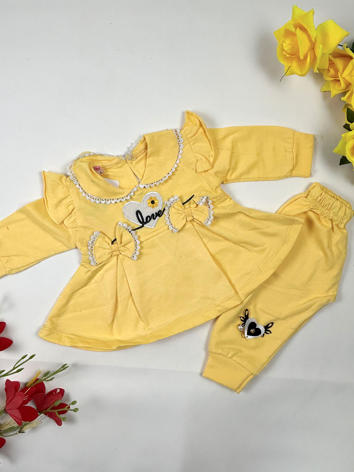 3Mth - 9Mth Love Yellow Baby Suit For Newborn NBS804
