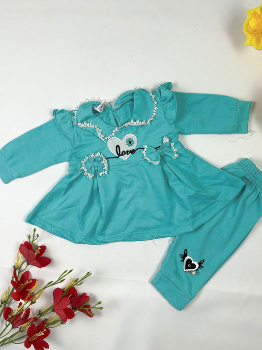 3Mth - 9Mth Love Sea Green Baby Suit For Newborn NBS806