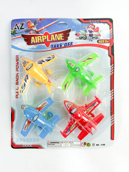 Pack Of 4 Pull Back Power Airplane Toy