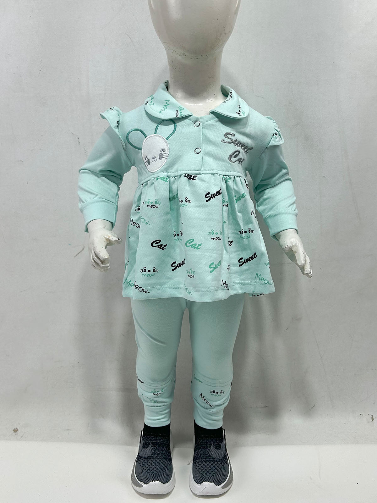3Mth - 9Mth Sweet Cat Green Baby Suit For Newborn NBS813