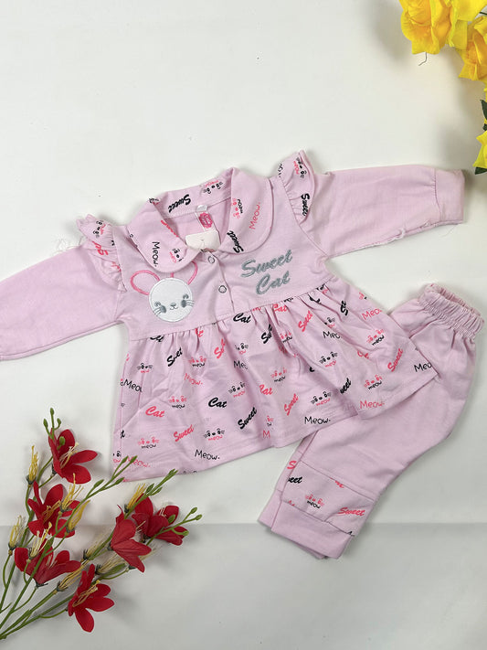 3Mth - 9Mth Sweet Cat Pink Baby Suit For Newborn NBS814
