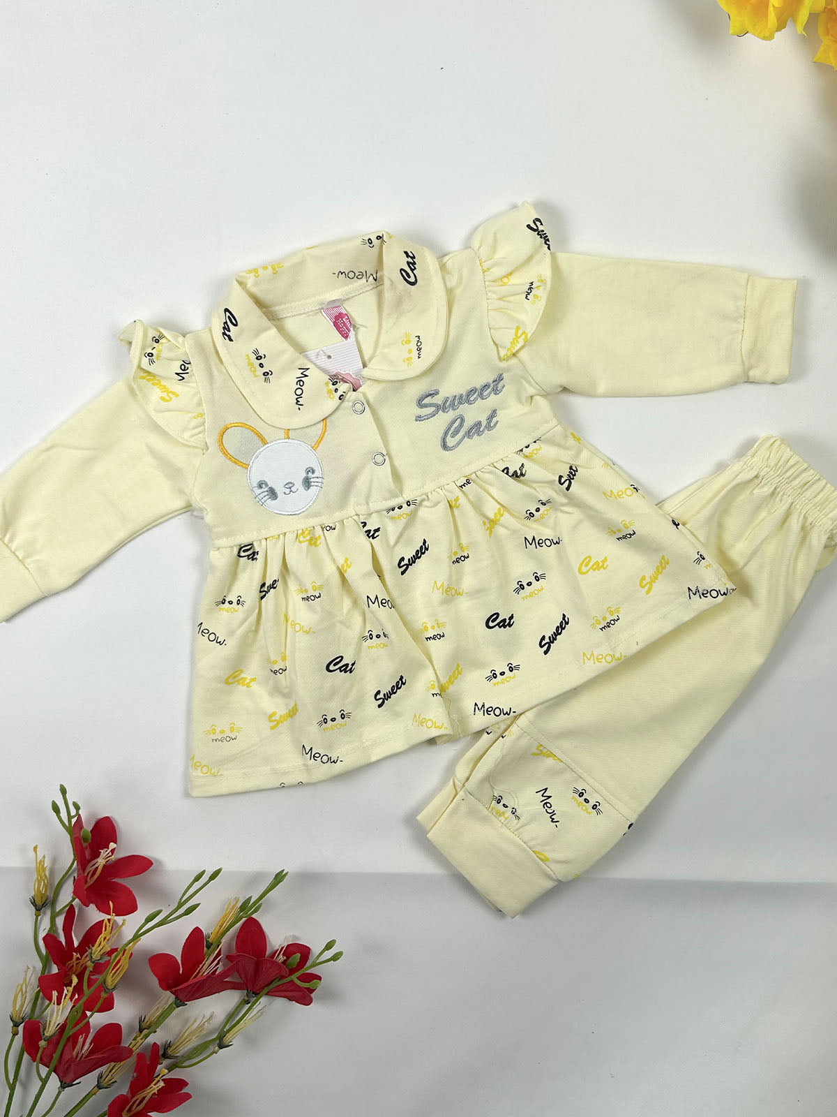 3Mth - 9Mth Sweet Cat Yellow Baby Suit For Newborn NBS815