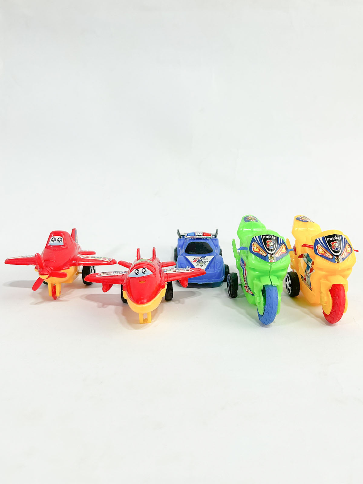 5 Pcs Police Bike, Car & Airplane Set