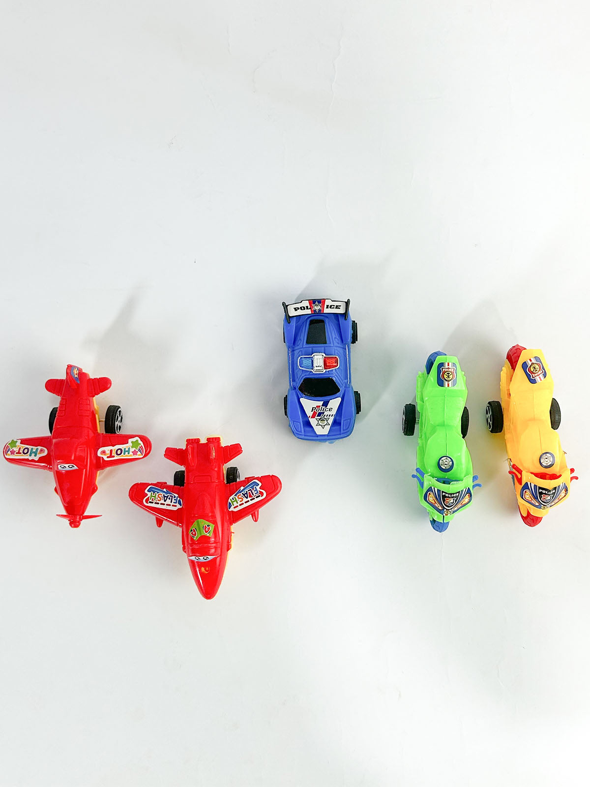 5 Pcs Police Bike, Car & Airplane Set