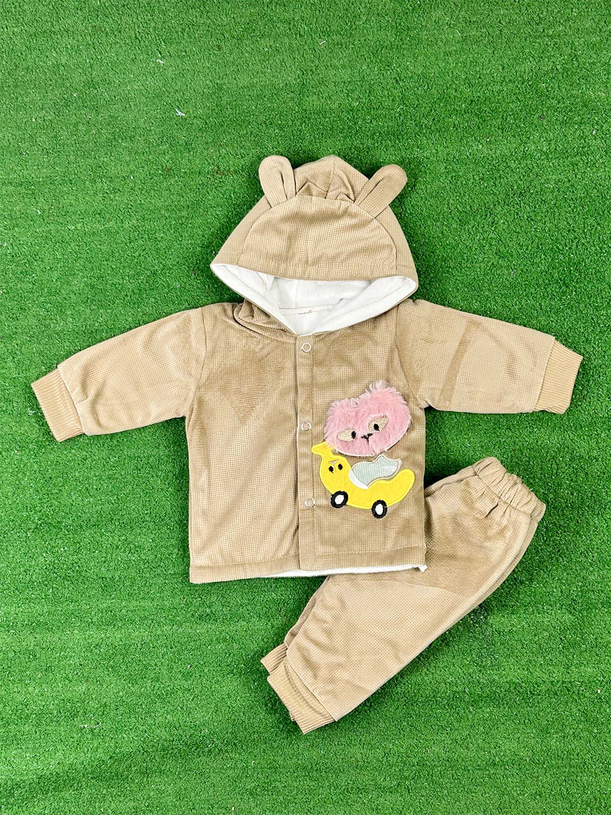 0Mth - 3Mth Fleece Brown Suit For Newborns NBS636