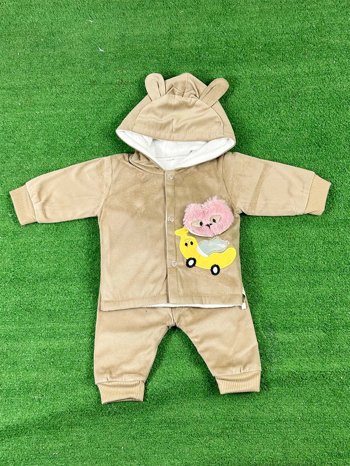 0Mth - 3Mth Fleece Brown Suit For Newborns NBS636