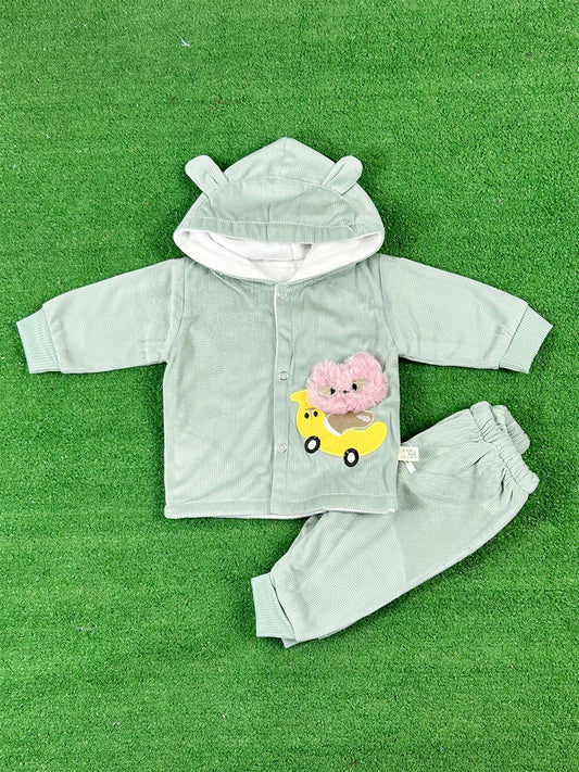 0Mth - 3Mth Fleece Green Suit For Newborns NBS637