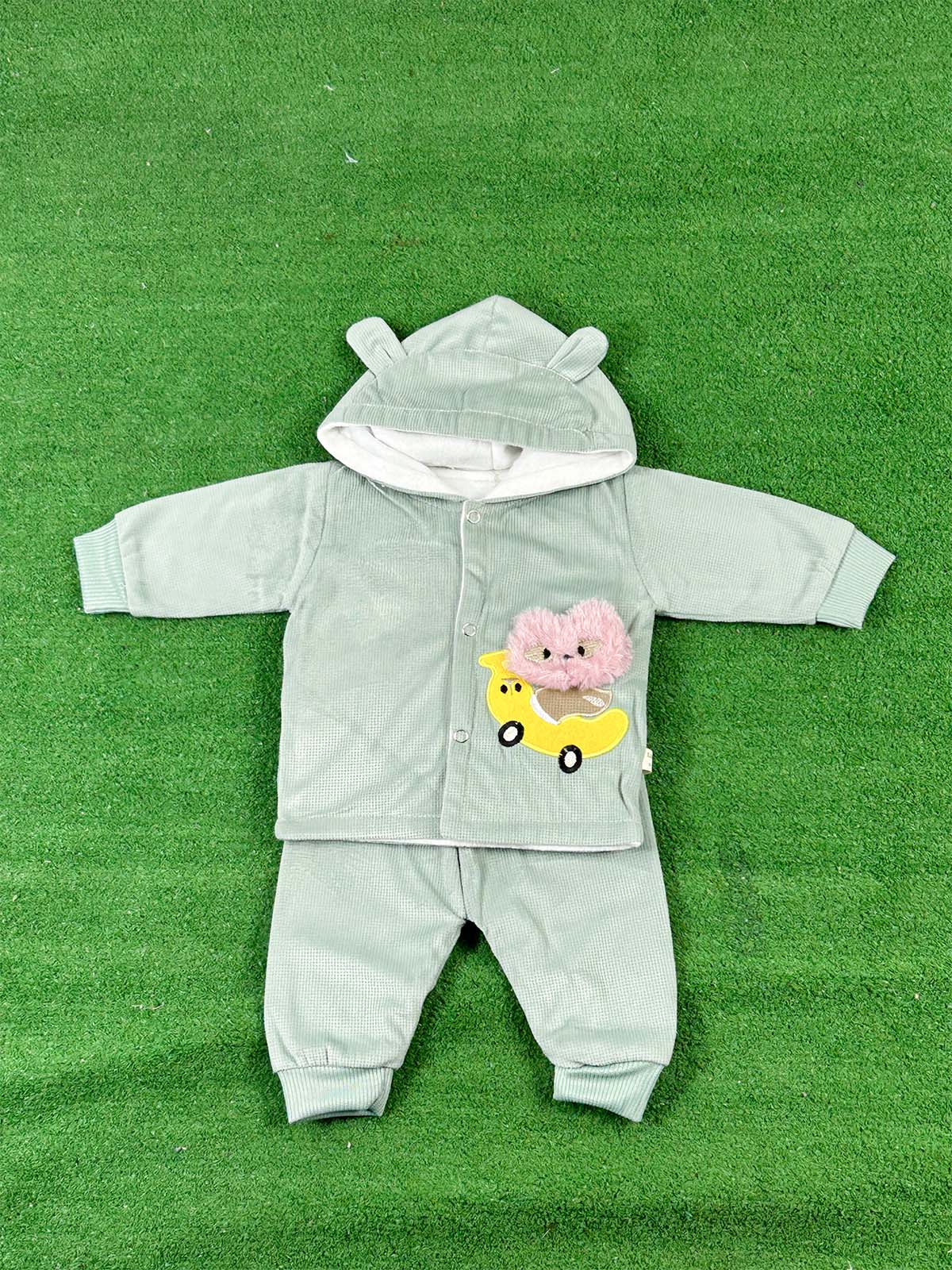 0Mth - 3Mth Fleece Green Suit For Newborns NBS637