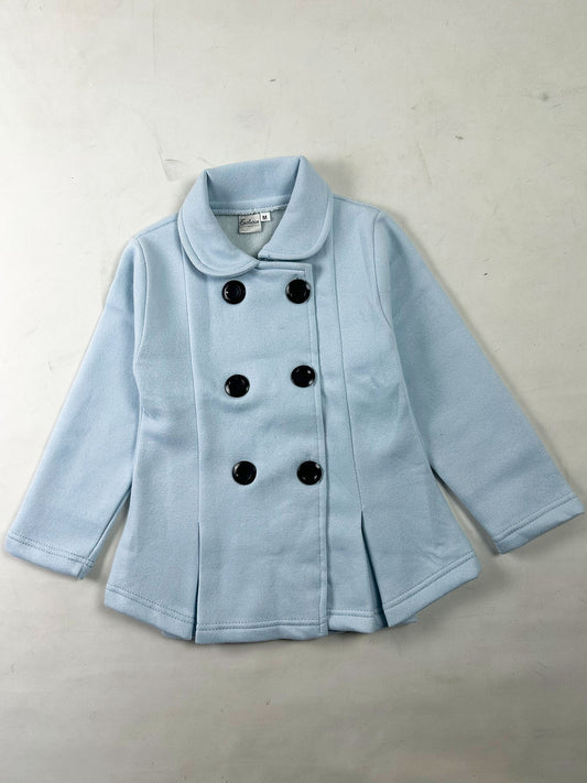3Yrs - 5Yrs Powder Blue Fleece Double Breasted Coat For Girls GC09