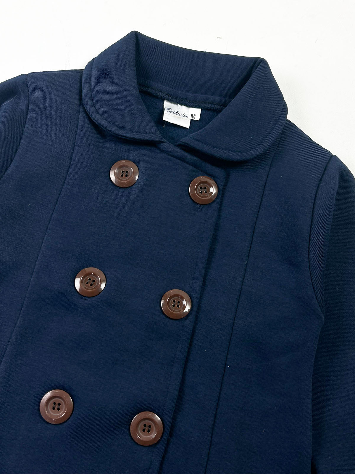 3Yrs - 5Yrs Navy Blue Fleece Double Breasted Coat For Girls GC08
