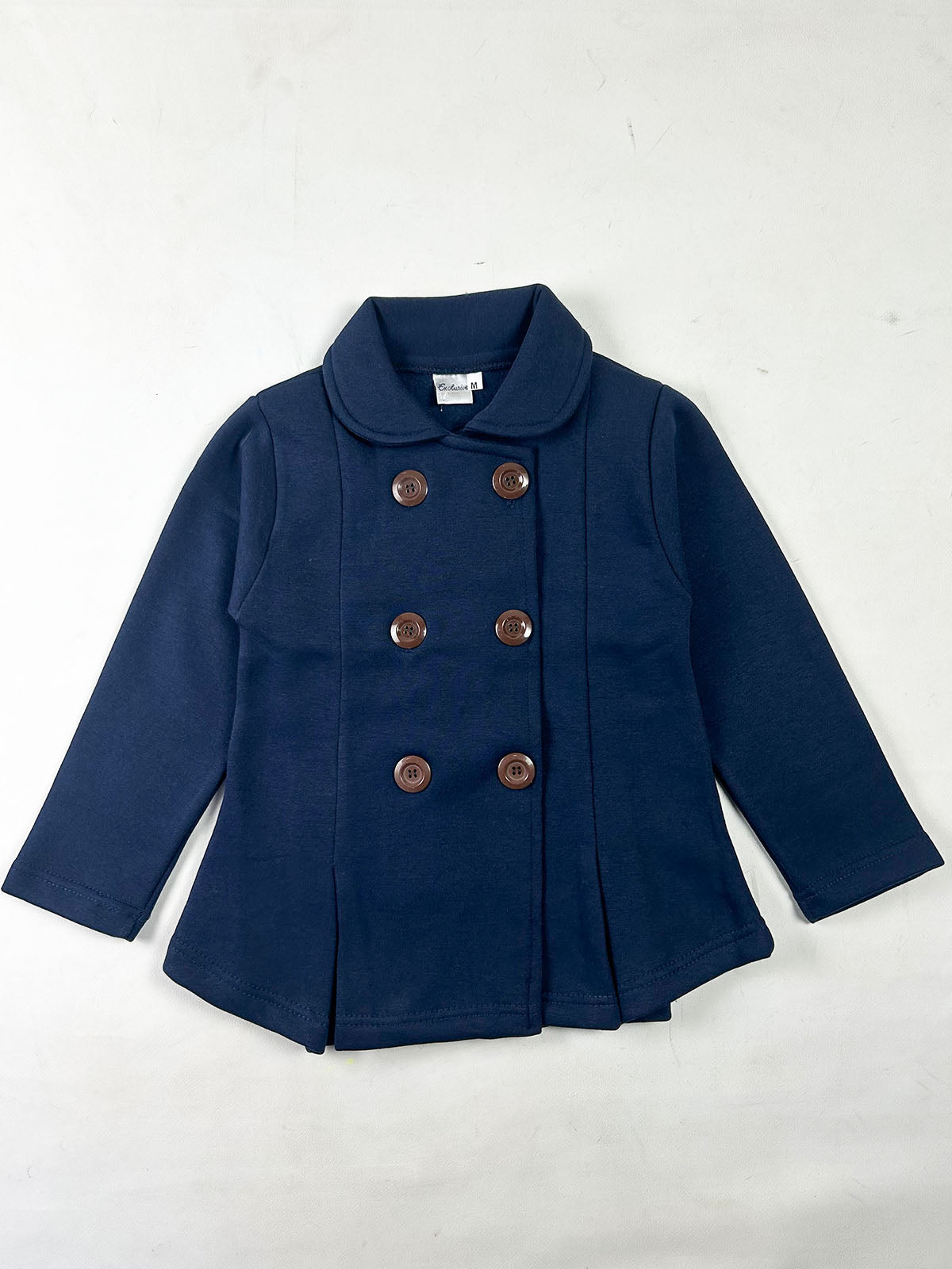 3Yrs - 5Yrs Navy Blue Fleece Double Breasted Coat For Girls GC08