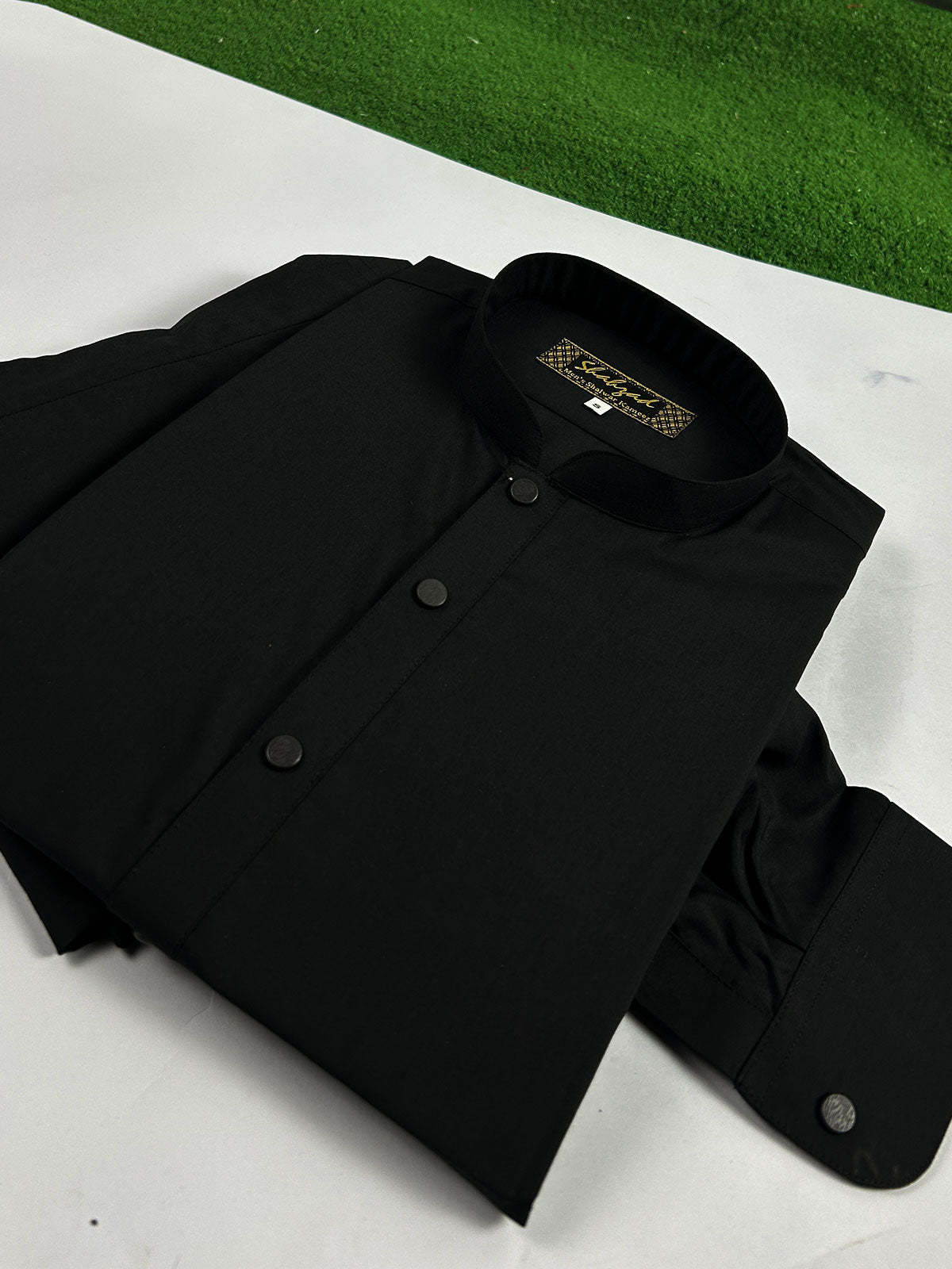 846-1 Black Stitched Premium Kameez Shalwar For Men MSK265