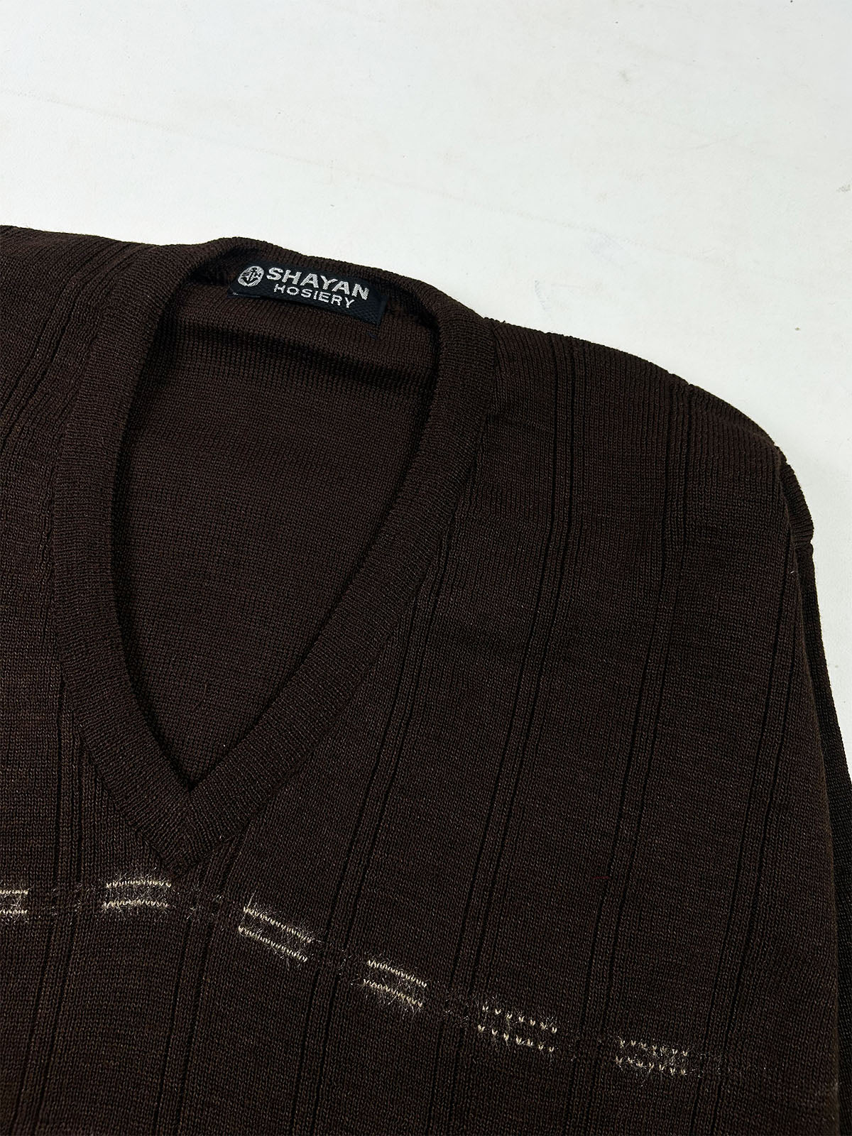 Heritage Midnight Espresso Textured V-Neck Sweater For Men MSW100