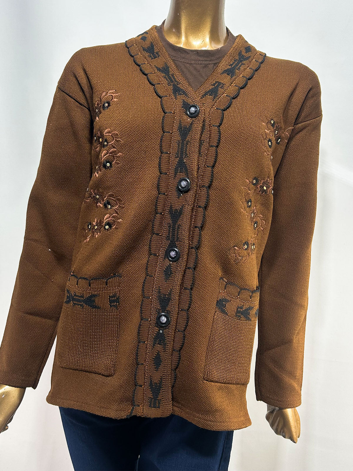 Brown Full Sleeves Sweater For Women WSW100