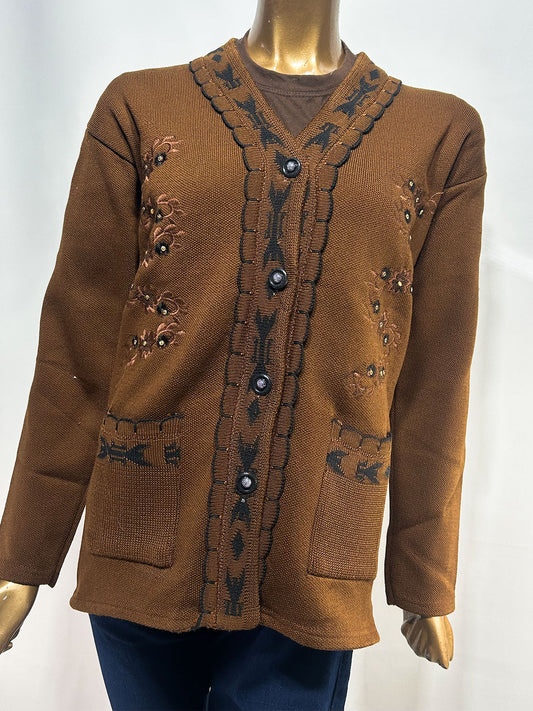 Brown Full Sleeves Sweater For Women WSW100