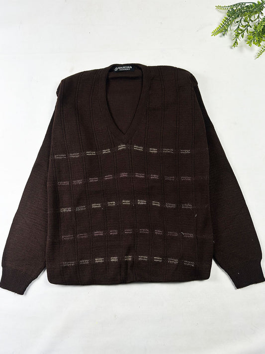 Heritage Midnight Espresso Textured V-Neck Sweater For Men MSW100
