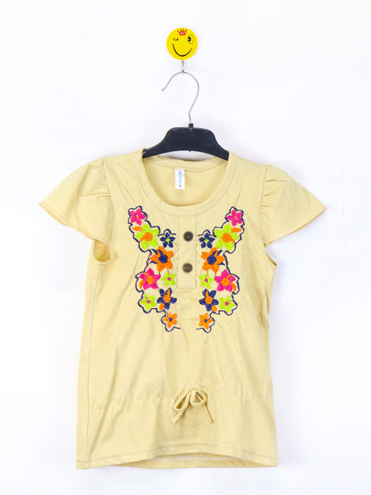 AM Girls T-Shirt 2.5 Yrs - 7 Yrs Petals Light Yellow