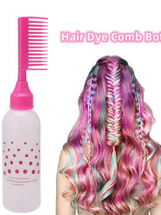 Hair Dye Bottle with Applicator Brush Empty Refillable Multicolor