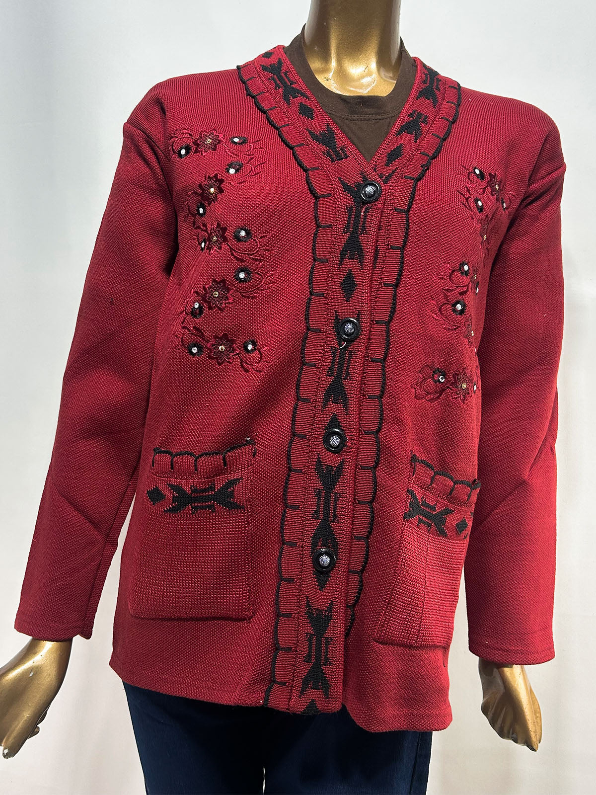 Carrot Red Full Sleeves Sweater For Women WSW101