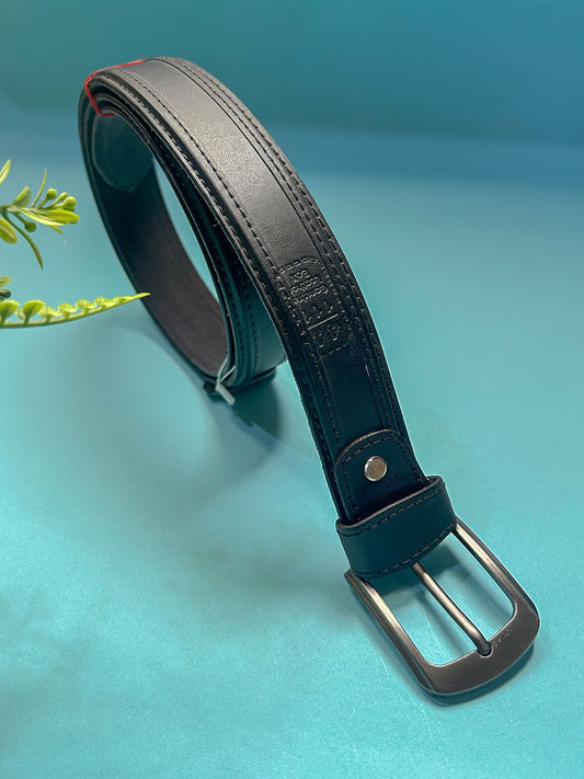 Black Faux Leather Belt For Men MB101