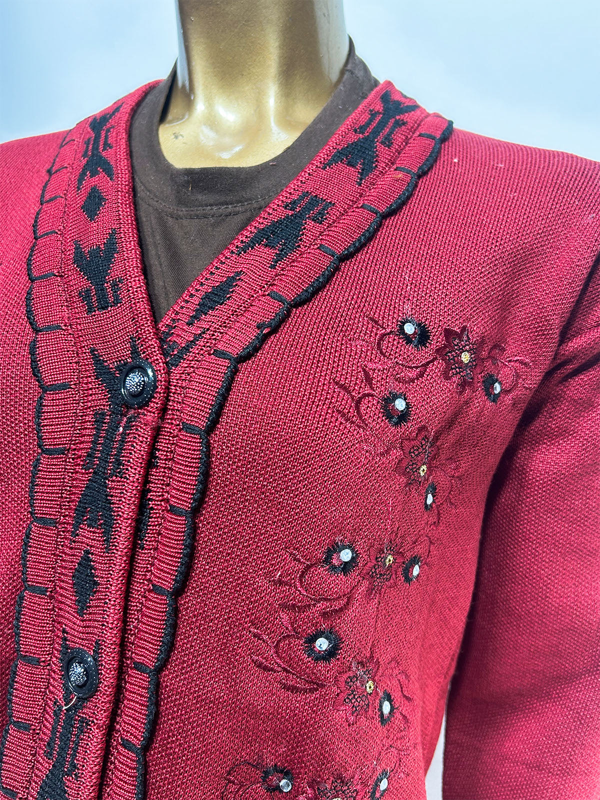 Carrot Red Full Sleeves Sweater For Women WSW101
