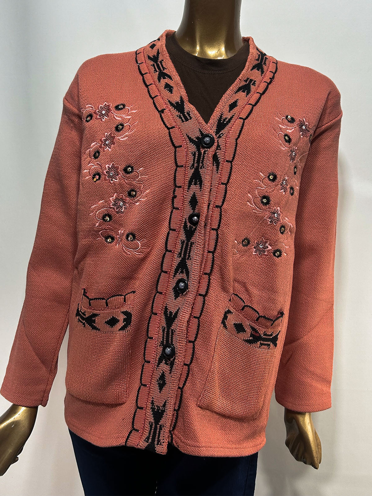 Peach Full Sleeves Sweater For Women WSW102