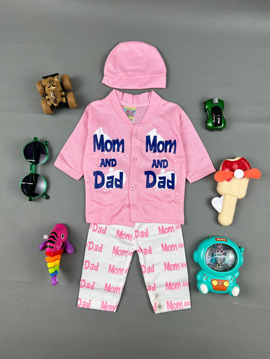 0Mth - 3Mth Pink Mom & Dad Baba Suit For Newborns HG NBS225